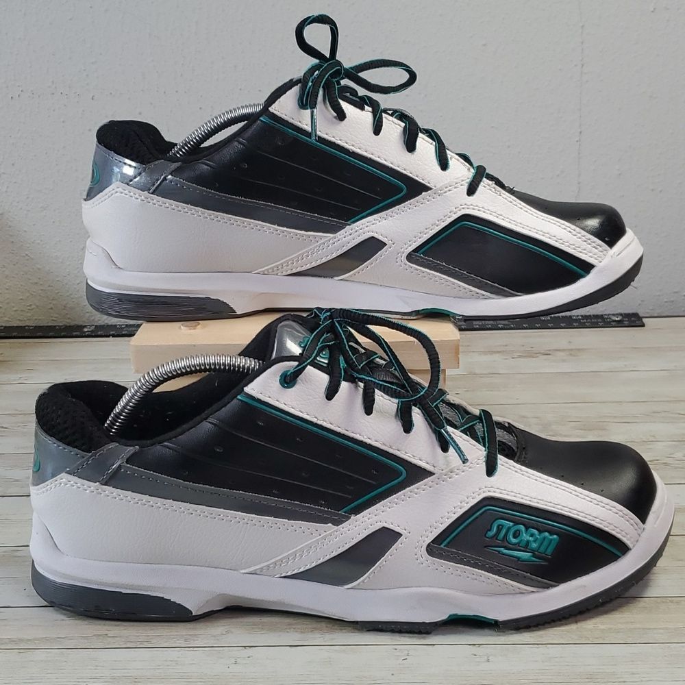 Storm Blizzard Bowling Shoes Men's‎ Size 11½ Black White Teal CWD14 Slide-Rite